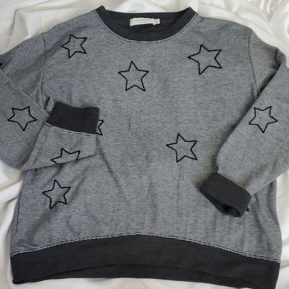 Mododoc Black & Gray Star Print Knit Pullover Sweater Size Small - Picture 7 of 11